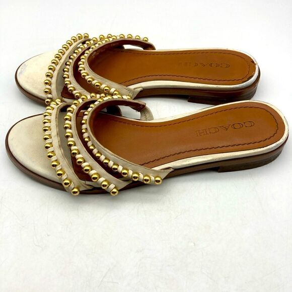 Coach Isa Women’s White Leather Sandals Size 6B - Picture 3 of 9